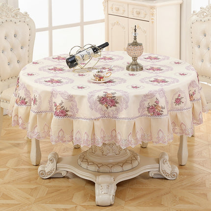 Home Fabric Round Tablecloth Hotel Disposable Anti-scald Table Mats, Size:180cm(European Purple)-garmade.com