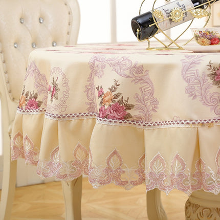 Home Fabric Round Tablecloth Hotel Disposable Anti-scald Table Mats, Size:180cm(European Purple)-garmade.com