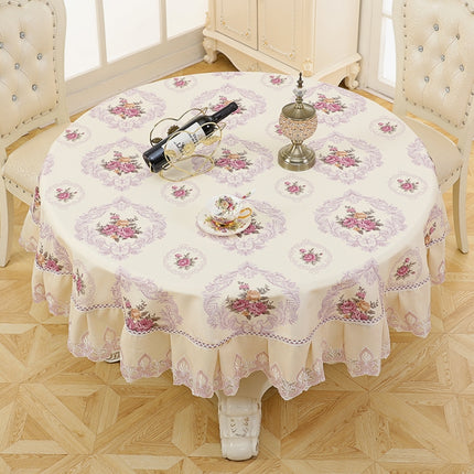 Home Fabric Round Tablecloth Hotel Disposable Anti-scald Table Mats, Size:180cm(European Purple)-garmade.com