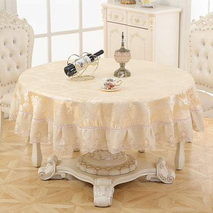 Home Fabric Round Tablecloth Hotel Disposable Anti-scald Table Mats, Size:180cm(Flower Beige)-garmade.com