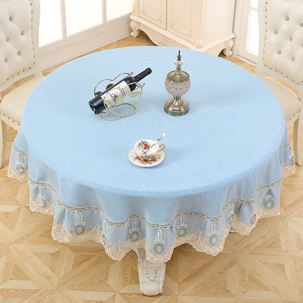 Home Fabric Round Tablecloth Hotel Disposable Anti-scald Table Mats, Size:220cm(Plain Blue)-garmade.com