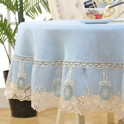 Home Fabric Round Tablecloth Hotel Disposable Anti-scald Table Mats, Size:220cm(Plain Blue)-garmade.com
