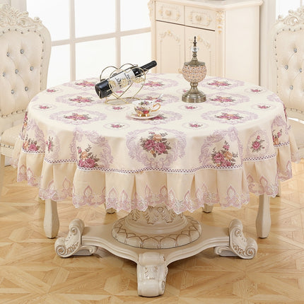 Home Fabric Round Tablecloth Hotel Disposable Anti-scald Table Mats, Size:220cm(European Purple)-garmade.com