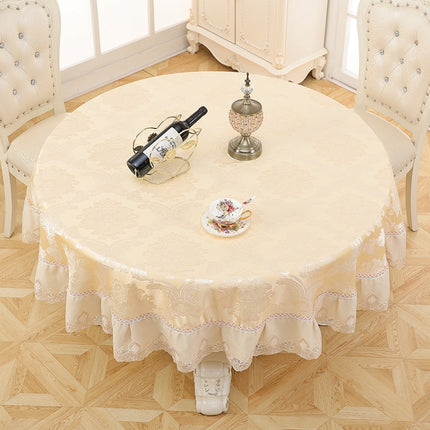 Home Fabric Round Tablecloth Hotel Disposable Anti-scald Table Mats, Size:220cm(Flower Beige)-garmade.com