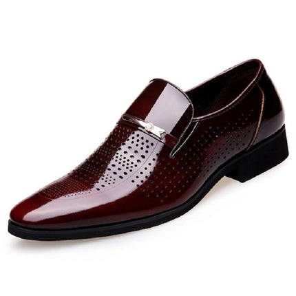 Men Hollow Breathable Shoes Comfortable Business Dress Shoes, Size:39(Brown)-garmade.com