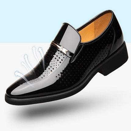 Men Hollow Breathable Shoes Comfortable Business Dress Shoes, Size:39(Brown)-garmade.com