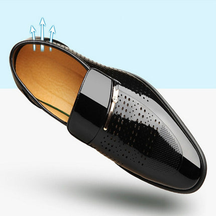 Men Hollow Breathable Shoes Comfortable Business Dress Shoes, Size:39(Brown)-garmade.com