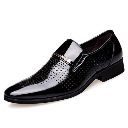Men Hollow Breathable Shoes Comfortable Business Dress Shoes, Size:40(Black)-garmade.com