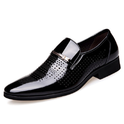 Men Hollow Breathable Shoes Comfortable Business Dress Shoes, Size:43(Black)-garmade.com