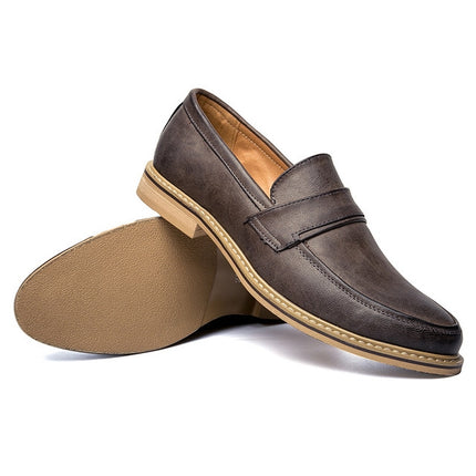 British Style Pointed Shoes Versatile Casual Shoes Slip-on Men Shoes, Size:42(Brown)-garmade.com
