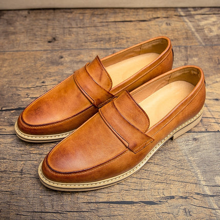 British Style Pointed Shoes Versatile Casual Shoes Slip-on Men Shoes, Size:42(Brown)-garmade.com
