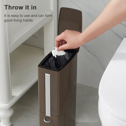 Bathroom Trash Can Toilet Brush Set Toilet Garbage Container(Coffee)-garmade.com