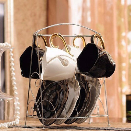 Diamonds Design Coffee Mug Creative Gift Lovers Tea Cups 3D Ceramic Mugs with Rhinestones(White)-garmade.com
