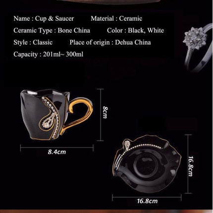Diamonds Design Coffee Mug Creative Gift Lovers Tea Cups 3D Ceramic Mugs with Rhinestones(Black)-garmade.com