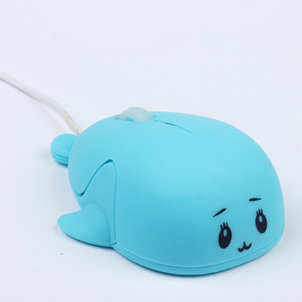 Cute Cartoon Wired Mouse Girl Office Home Laptop Mouse(Blue)-garmade.com