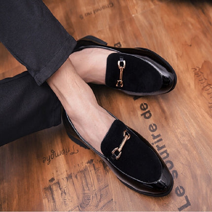 British Style Pointed Shoes Versatile Casual Shoes Slip-on Men Shoes, Size:39(Black Suede)-garmade.com