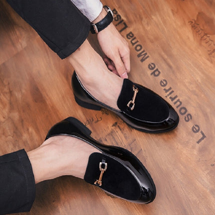 British Style Pointed Shoes Versatile Casual Shoes Slip-on Men Shoes, Size:42(Black Suede)-garmade.com