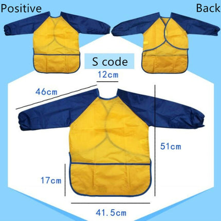 Long Sleeve Apron Drawing Painting Waterproof Smock Children Craft Art Waterproof Clothes, Size:S(Yellow)-garmade.com