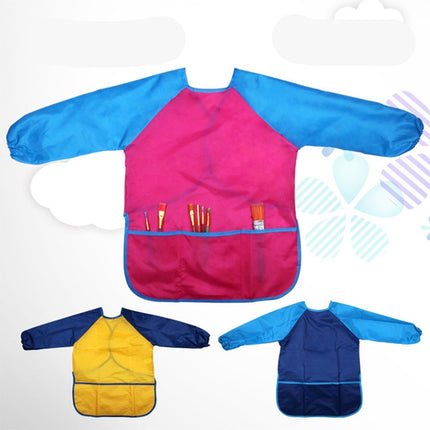 Long Sleeve Apron Drawing Painting Waterproof Smock Children Craft Art Waterproof Clothes, Size:S(Rose Red)-garmade.com