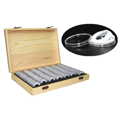 2 PCS 100 Commemorative Coin Protection Boxes Coin Collection Coin Storage Box(Wood)-garmade.com