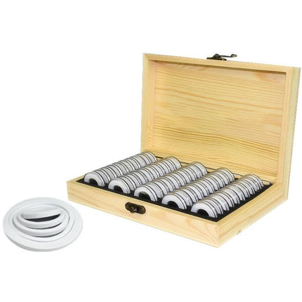 2 PCS 100 Commemorative Coin Protection Boxes Coin Collection Coin Storage Box(Wood)-garmade.com