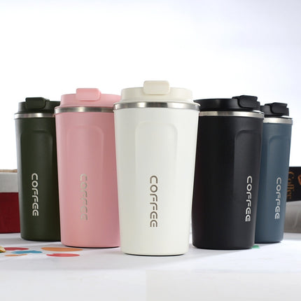 Double Stainless steel 304 Coffee Mug Car Thermos Mug Travel Thermo Cup 380ml(White)-garmade.com