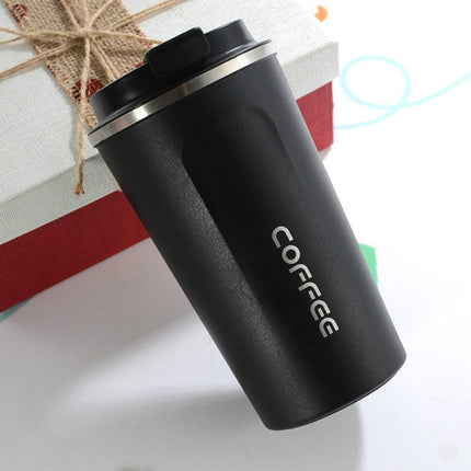 Double Stainless steel 304 Coffee Mug Car Thermos Mug Travel Thermo Cup 380ml(Black)-garmade.com