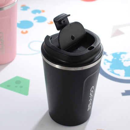 Double Stainless steel 304 Coffee Mug Car Thermos Mug Travel Thermo Cup 380ml(Black)-garmade.com