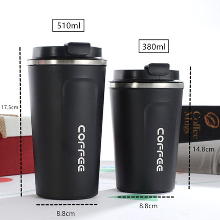 Double Stainless steel 304 Coffee Mug Car Thermos Mug Travel Thermo Cup 380ml(Black)-garmade.com