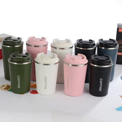 Double Stainless steel 304 Coffee Mug Car Thermos Mug Travel Thermo Cup 380ml(Black)-garmade.com