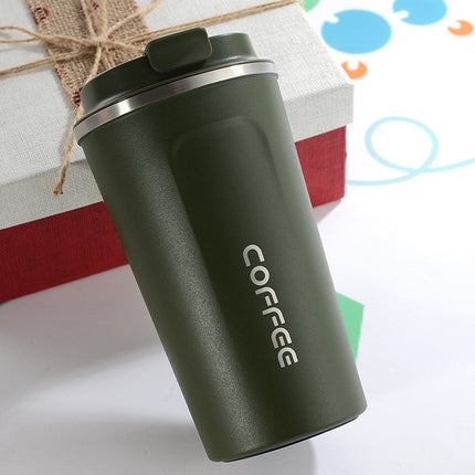 Double Stainless steel 304 Coffee Mug Car Thermos Mug Travel Thermo Cup 380ml(Green)-garmade.com