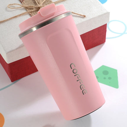 Double Stainless steel 304 Coffee Mug Car Thermos Mug Travel Thermo Cup 380ml(Pink)-garmade.com