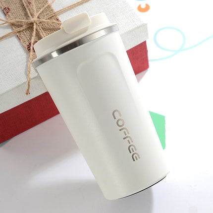 Double Stainless steel 304 Coffee Mug Car Thermos Mug Travel Thermo Cup 510ml(White)-garmade.com