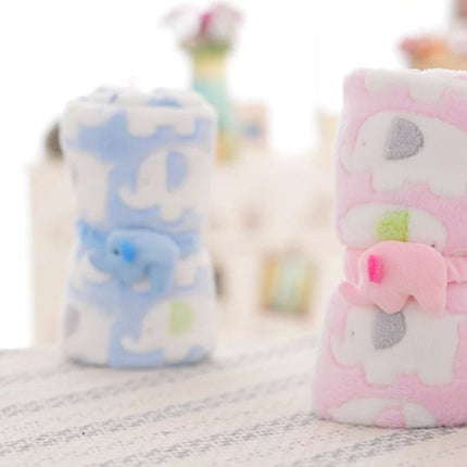 Cartoon Elephant Shape Soft Baby Blankets(Pink)-garmade.com