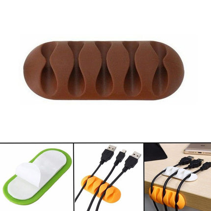 10 PCS Pasteable Five-hole TPR Wire Storage Organizer Data Cable Holder(Coffee)-garmade.com