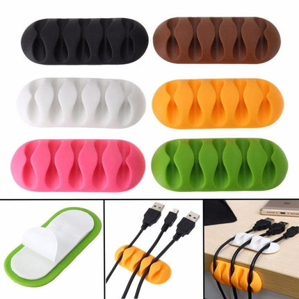 10 PCS Pasteable Five-hole TPR Wire Storage Organizer Data Cable Holder(Coffee)-garmade.com