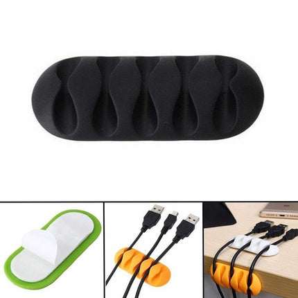10 PCS Pasteable Five-hole TPR Wire Storage Organizer Data Cable Holder(Black)-garmade.com