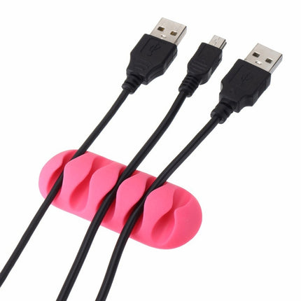 10 PCS Pasteable Five-hole TPR Wire Storage Organizer Data Cable Holder(Pink)-garmade.com