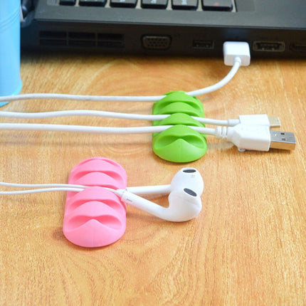 10 PCS Pasteable Five-hole TPR Wire Storage Organizer Data Cable Holder(Pink)-garmade.com