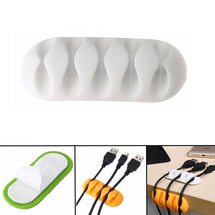 10 PCS Pasteable Five-hole TPR Wire Storage Organizer Data Cable Holder(White)-garmade.com