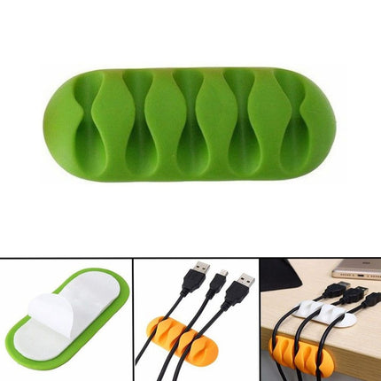 10 PCS Pasteable Five-hole TPR Wire Storage Organizer Data Cable Holder(Green)-garmade.com