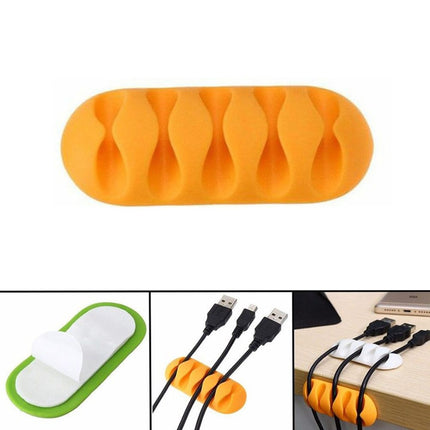 10 PCS Pasteable Five-hole TPR Wire Storage Organizer Data Cable Holder(Yellow)-garmade.com