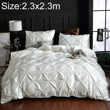 Washed Silk Flower Quilt Cover Bed Linings, Size:2.3x2.3m Three Piece Set(White)-garmade.com