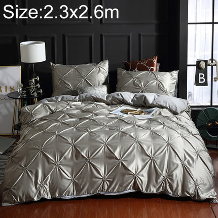 Washed Silk Flower Quilt Cover Bed Linings, Size:2.3x2.6m Three Piece Set(Silver Grey)-garmade.com