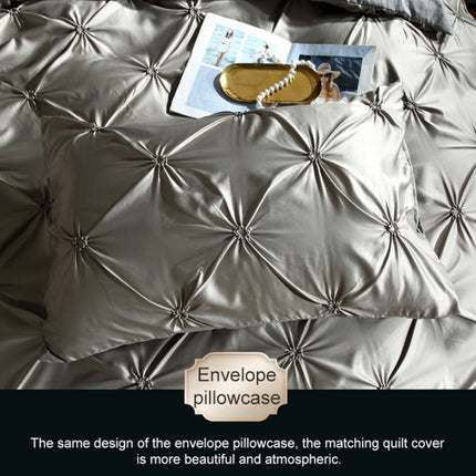 Washed Silk Flower Quilt Cover Bed Linings, Size:2.3x2.6m Three Piece Set(Silver Grey)-garmade.com