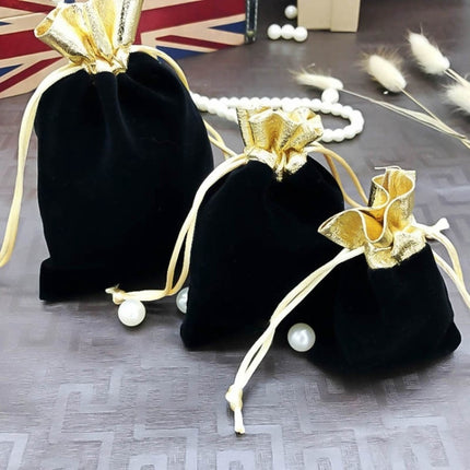 Velvet Bag Jewelry Storage Bag Christmas New Year Holiday Blessing Bag, Size:7x9cm(Black)-garmade.com