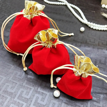 Velvet Bag Jewelry Storage Bag Christmas New Year Holiday Blessing Bag, Size:12x15cm(Red)-garmade.com