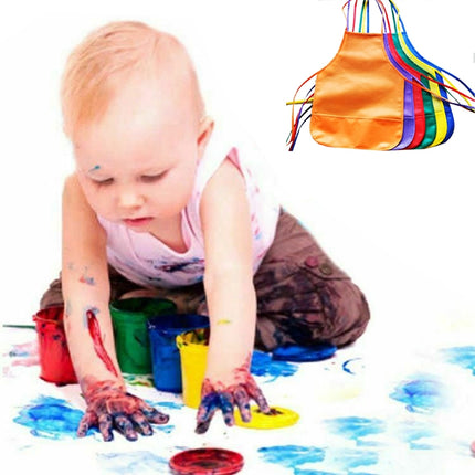 2 PCS Non-woven Apron Home Painting Clothes for Children(Red)-garmade.com