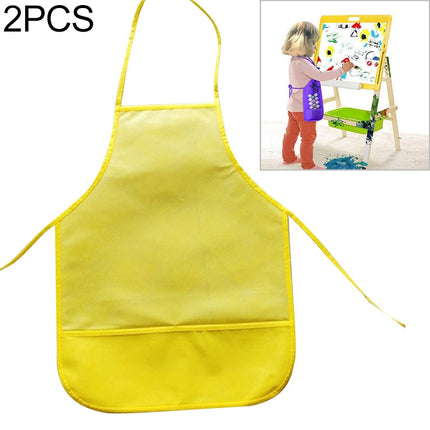 2 PCS Non-woven Apron Home Painting Clothes for Children(Yellow)-garmade.com