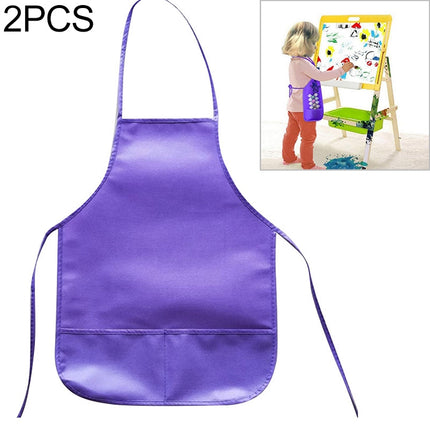 2 PCS Non-woven Apron Home Painting Clothes for Children(Purple)-garmade.com